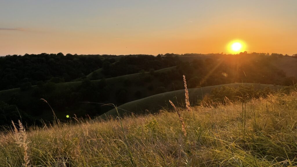Sunset on beautiful hills