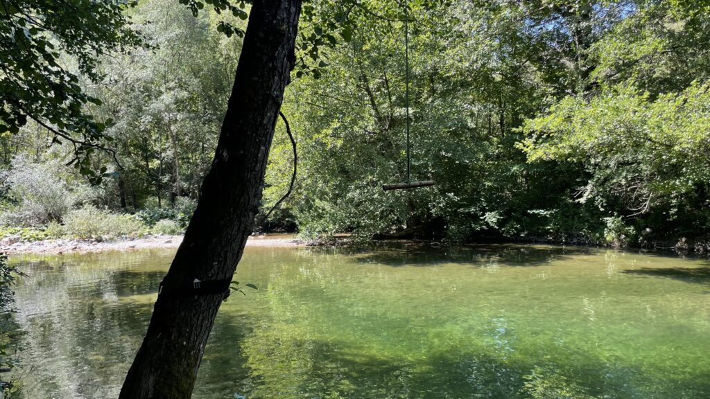 summer hiking by the river